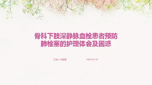 骨科下肢深静脉血栓患者预防肺栓塞的护理体会及困惑4PPT