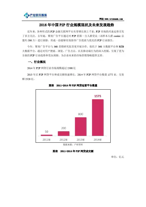 2016年中国P2P行业规模现状及未来发展趋势