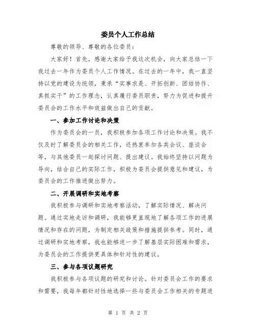 委员个人工作总结