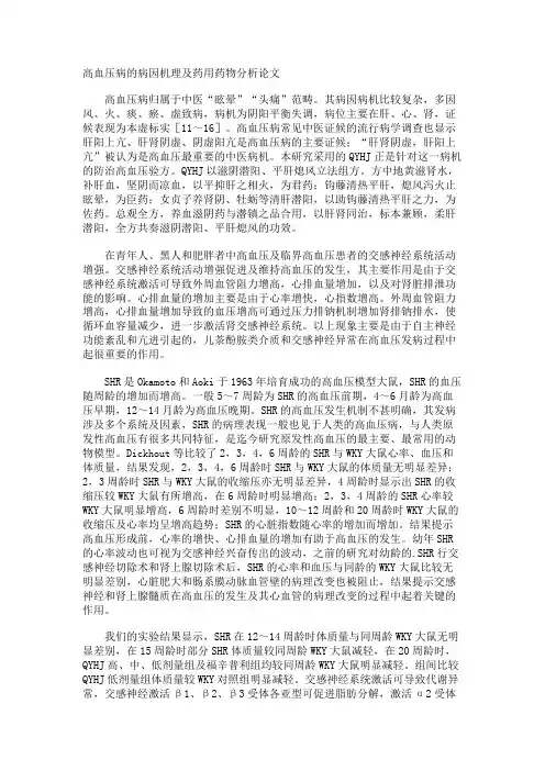 高血压病的病因机理及药用药物分析论文