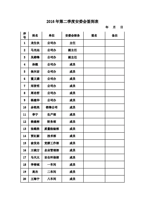 安委会签到表