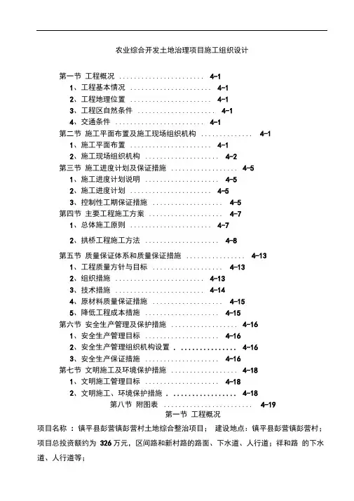 农业综合开发土地治理项目施工组织设计