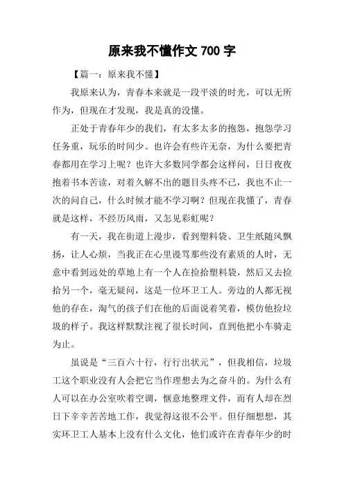 原来我不懂作文700字