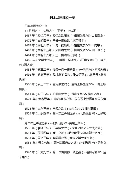 日本战国战役一览