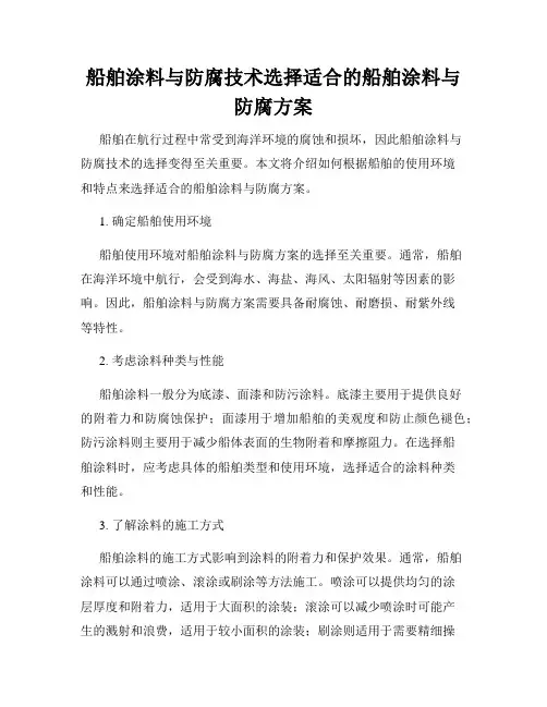 船舶涂料与防腐技术选择适合的船舶涂料与防腐方案