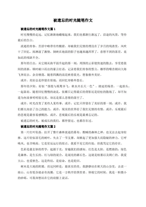 被遗忘的时光随笔作文