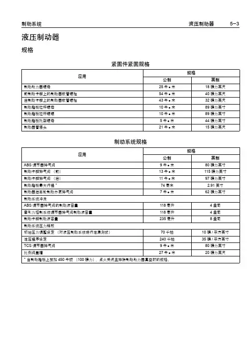 别克GL8维修手册：液压制动器