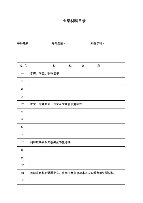 业绩材料目录【模板】