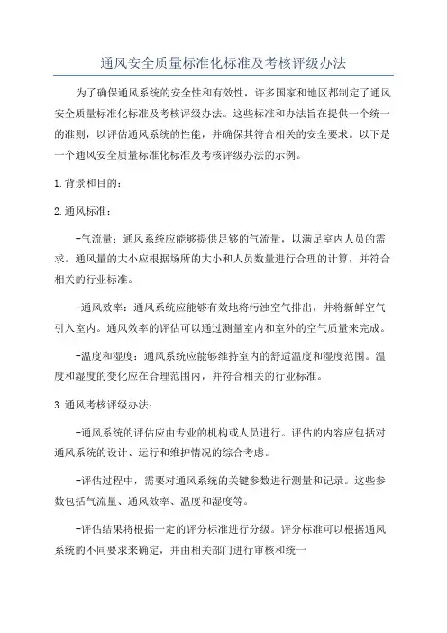 通风安全质量标准化标准及考核评级办法