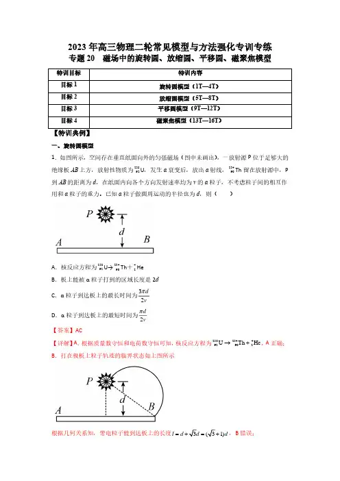 专题20  磁场中的旋转圆、放缩圆、平移圆、磁聚焦模型(解析版)