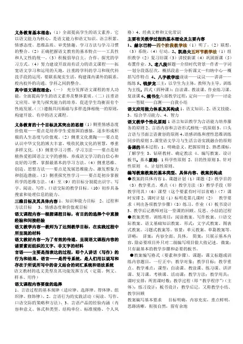语文教学论期末考点背诵打印版