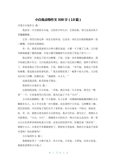 小白兔动物作文300字(10篇)