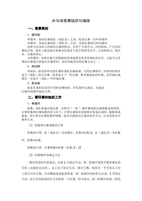 乒乓球竞赛组织与编排