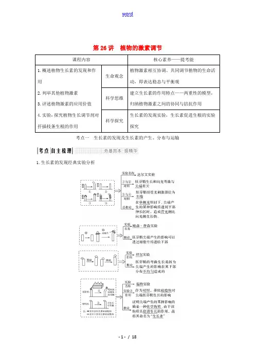 高考生物总复习 第26讲 植物的激素调节教案-人教版高三全册生物教案