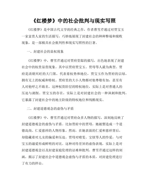 《红楼梦》中的社会批判与现实写照