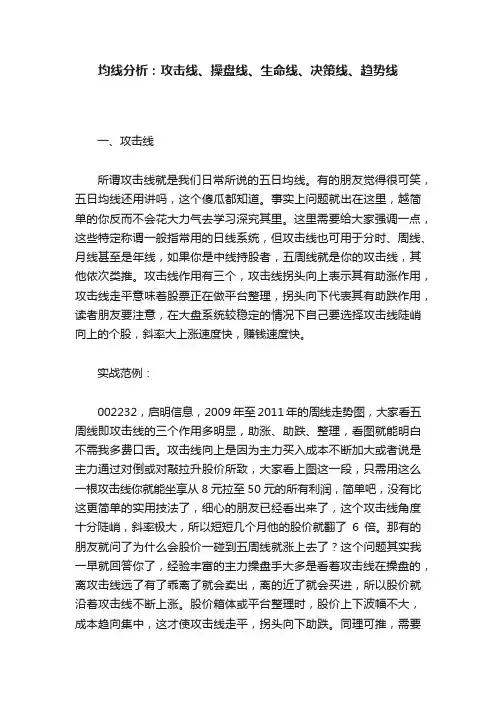 均线分析：攻击线、操盘线、生命线、决策线、趋势线