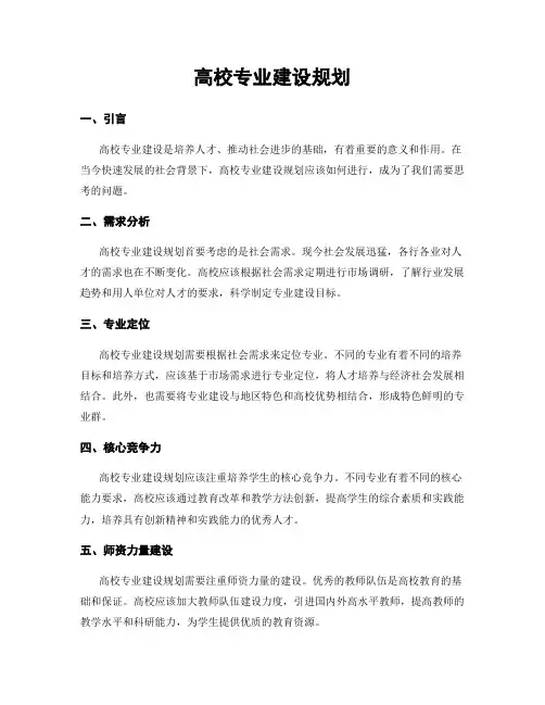 高校专业建设规划