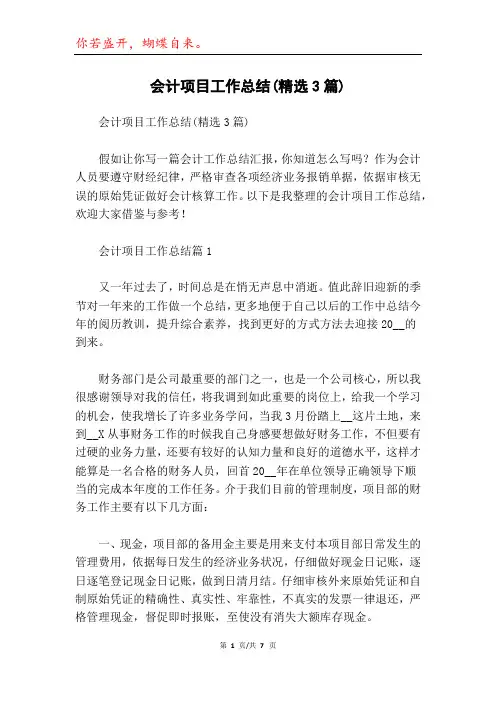 会计项目工作总结(精选3篇)