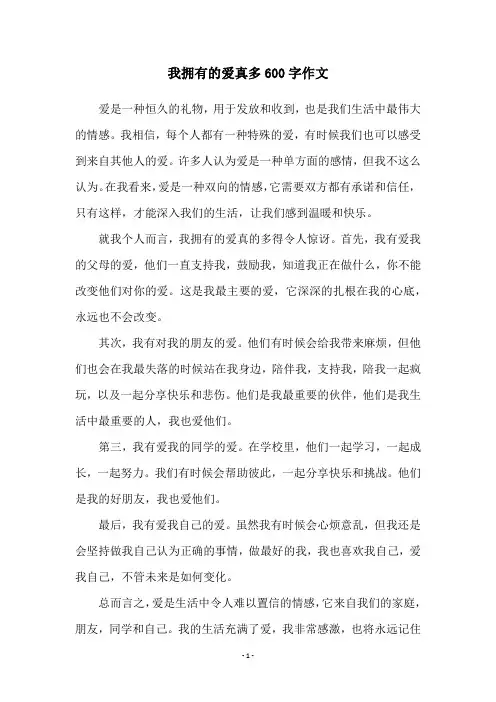 我拥有的爱真多600字作文