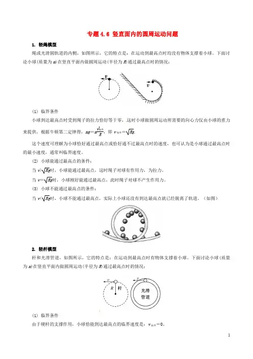 高考物理(热点+题型全突破)专题4.6 竖直面内的圆周运动问题(含解析)