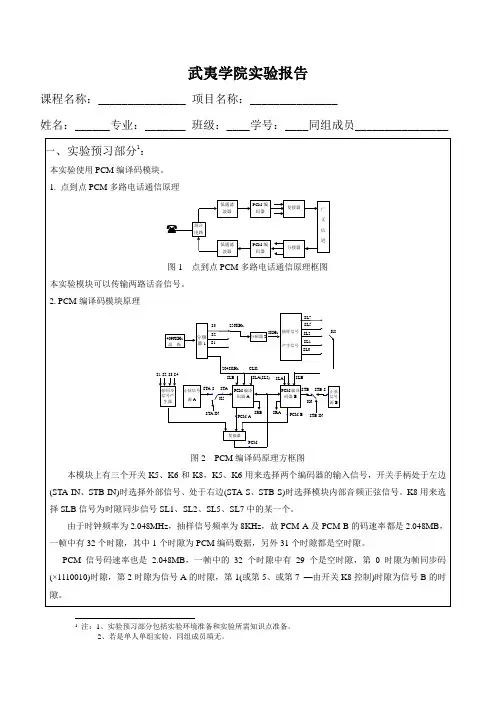 《通信原理》PCM(一)实验报告