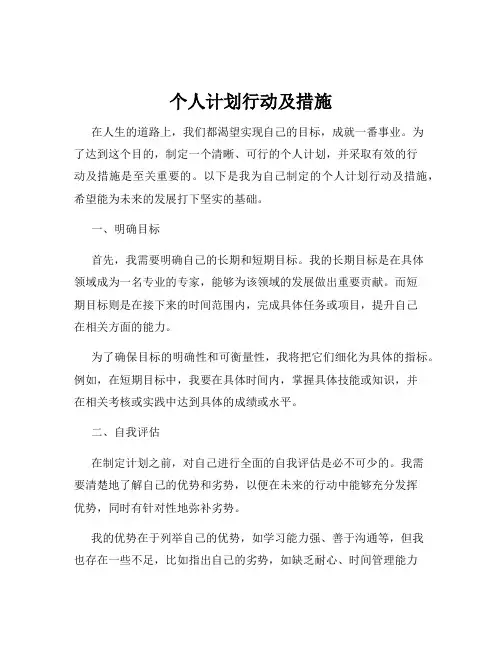 个人计划行动及措施