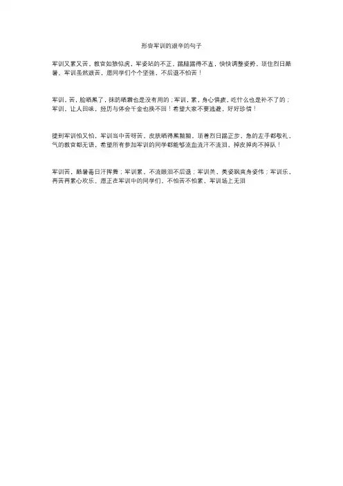 形容军训的艰辛的句子