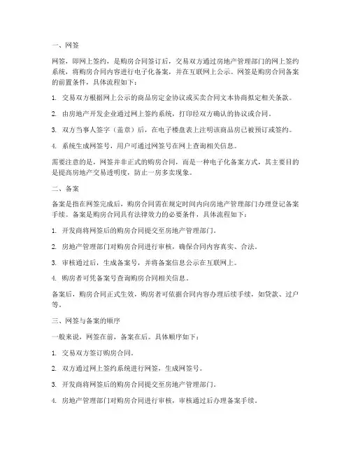 购房合同网签备案顺序