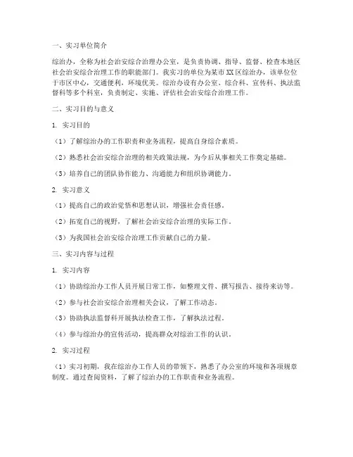 综治办实习报告