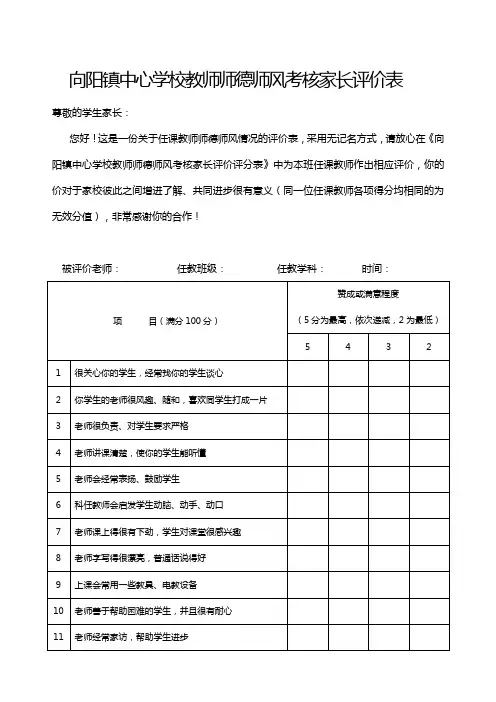 2.教师师德师风家长评价表