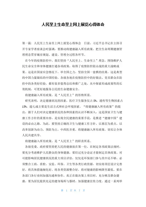 人民至上生命至上网上展览心得体会