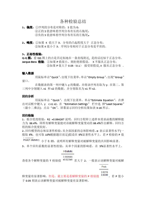 (完整word版)Eviews检验小结
