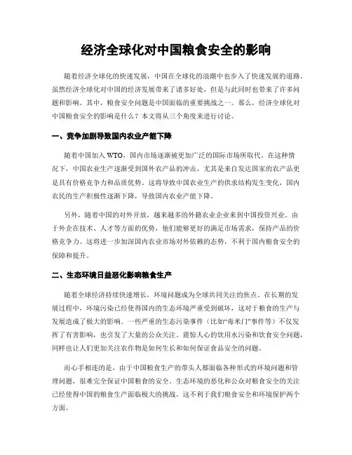 经济全球化对中国粮食安全的影响