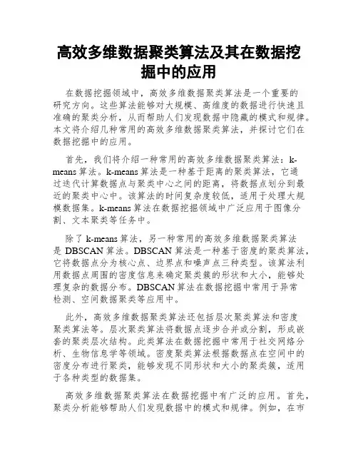 高效多维数据聚类算法及其在数据挖掘中的应用