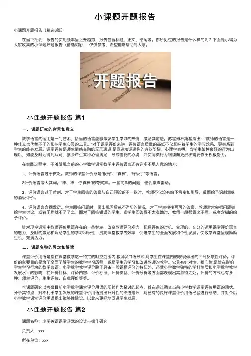 小课题开题报告