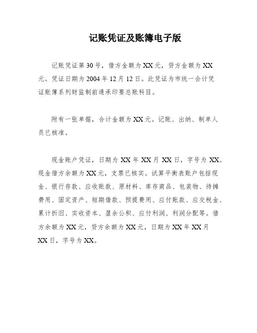 记账凭证及账簿电子版