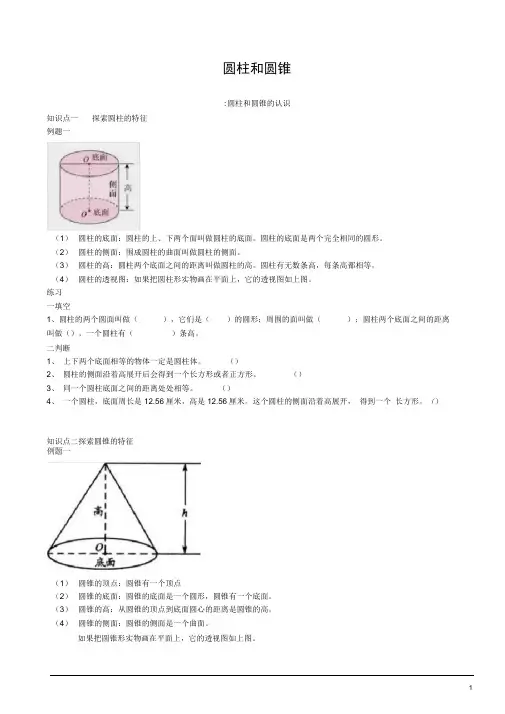 (完整)(精华讲义)数学北师大版六年级下册圆柱和圆锥