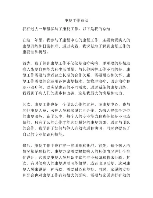 康复工作总结