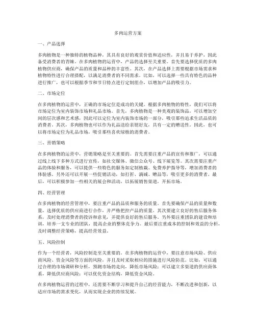 多肉运营方案