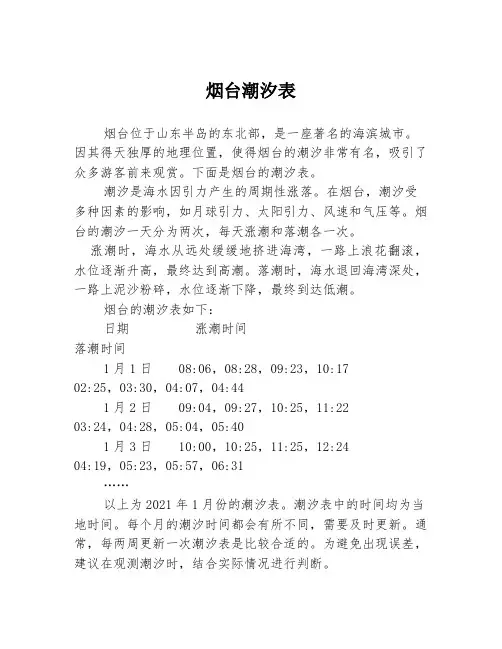 烟台潮汐表