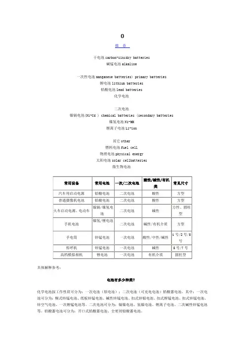 电池的种类