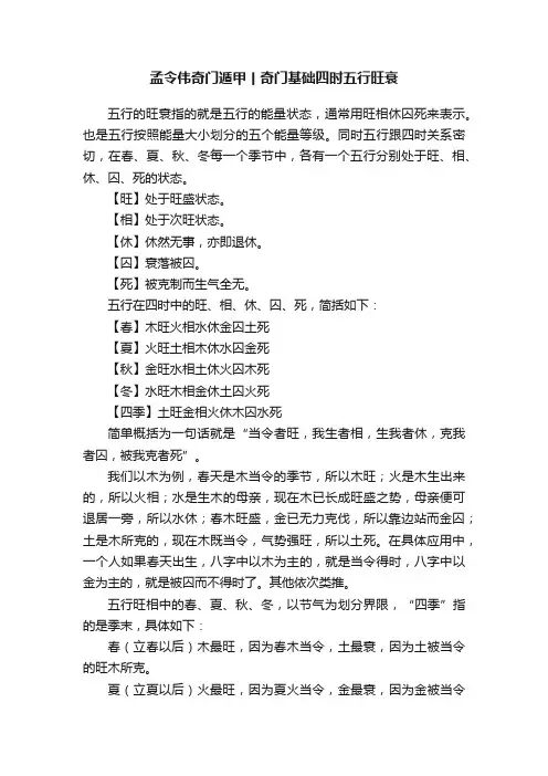 孟令伟奇门遁甲丨奇门基础四时五行旺衰
