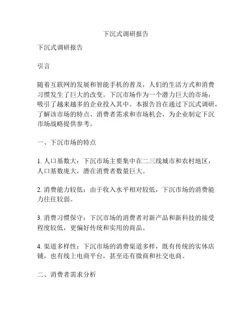 下沉式调研报告