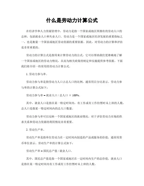 什么是劳动力计算公式