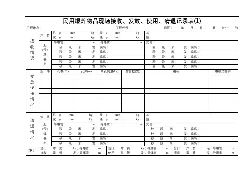 民用爆炸物品现场接收、发放、使用、清退记录表(1)【模板】