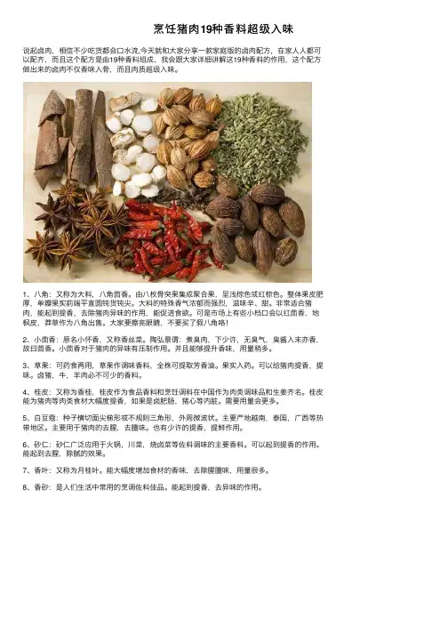 烹饪猪肉19种香料超级入味