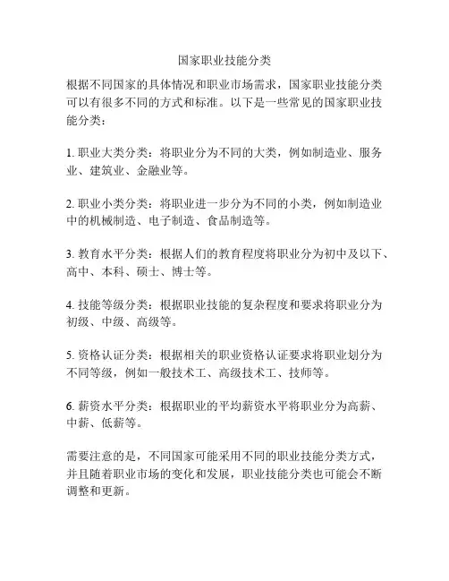 国家职业技能分类