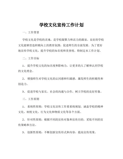 学校文化宣传工作计划