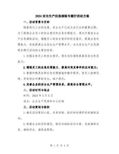 2024安全生产应急演练专题行活动方案