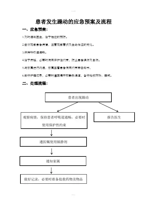 患者发生躁动的应急预案及流程